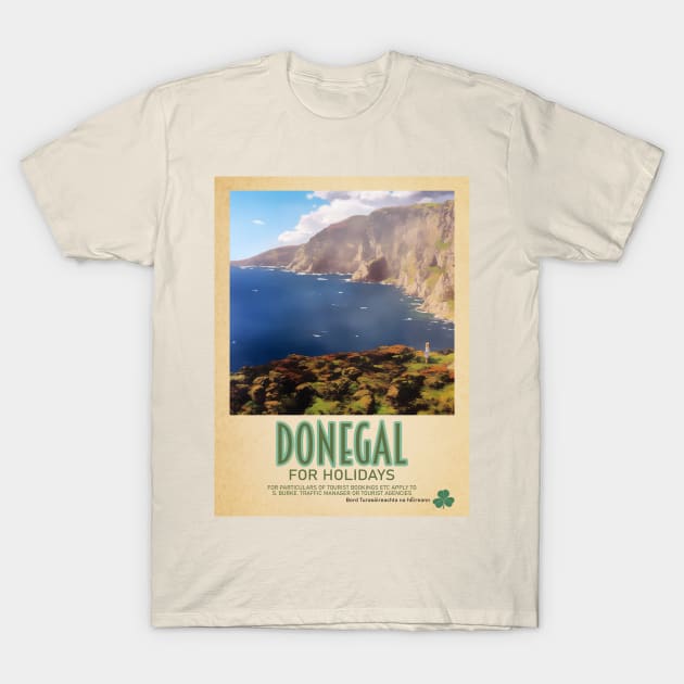 Donegal Ireland -  Irish Retro Style Tourism Poster T-Shirt by Ireland